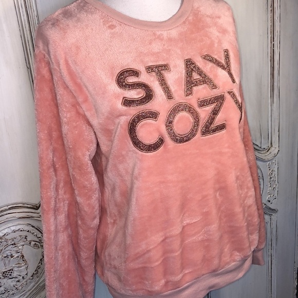 ‘Em & Alfie Lush Fabric Long Sleeve Crew Neck STAY COZY Pullover Top Size L - Picture 2 of 9